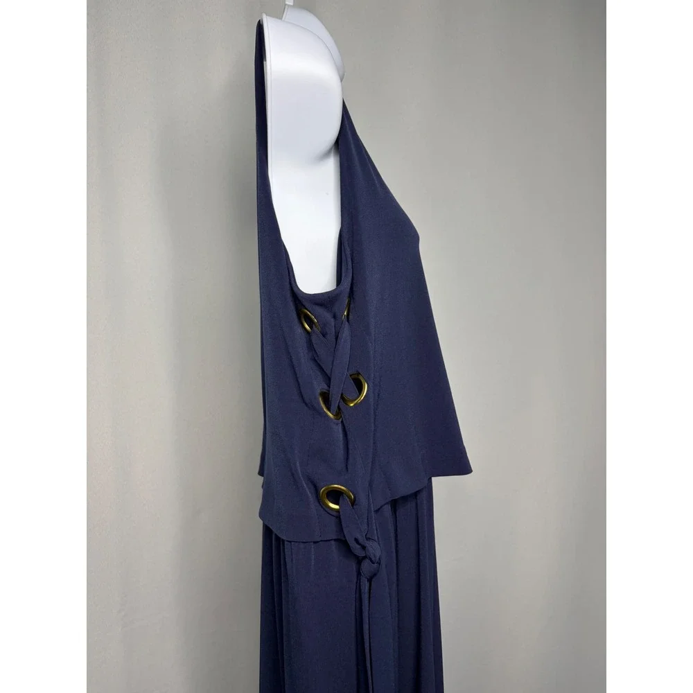 Michael Kors Women True Navy Grommet Side Lace-Up Maxi Dress L MS879M03G
